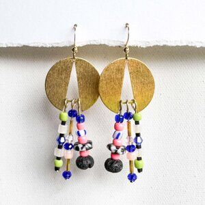 Handmade Abstract Brass Beaded Earrings | Y2K Color Pop